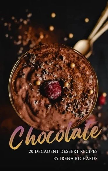 Close-up of a rich chocolate dessert with a raspberry on top.