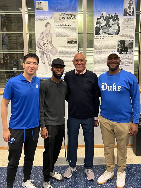 Javier with Dr. Claiborne and members of Story+ Team, Damilare Bello, Hanrui  Huang, & Sophia Hanani