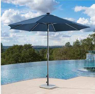Parasol LED (solaire) bleu azure
