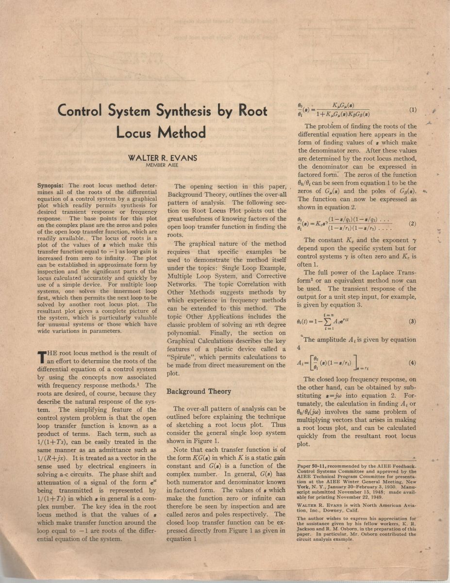 March 1950 Root Locus Paper