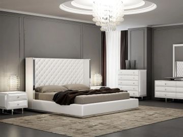 Gray High Gloss Finish Queen Bedroom Set 5Pcs Modern Nola Global