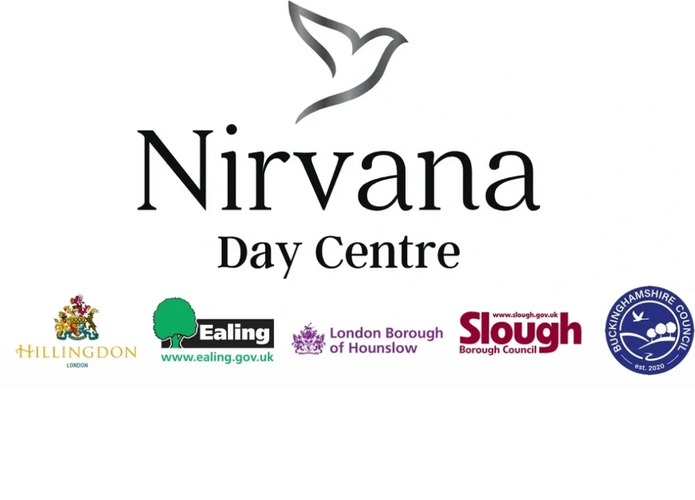 Nirvana Day Centre Logo with Hillingdon Council, Ealing Council, Hounslow Council, Slough Council