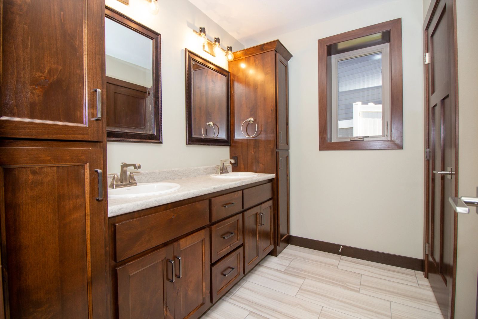 Custom home under construction in winter conditions in Sioux Falls, South Dakota
