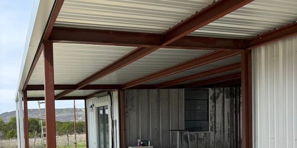 Custom metal Awning north texas. New Agriculture construction graford texas.