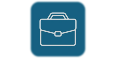 Blue briefcase icon representing work or business.