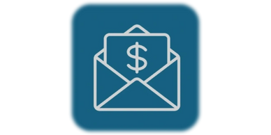 Icon of an envelope with a dollar bill inside, symbolizing payment or money received.