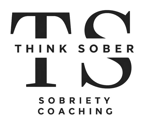 Logo with 'Think Sober Sobriety Coaching' and large 'TS' letters.