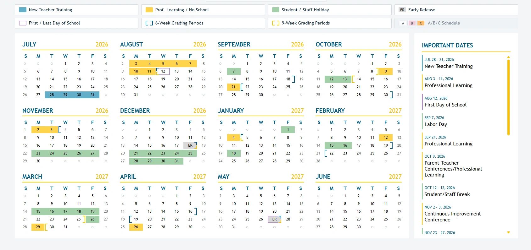 Leander ISD  calendar