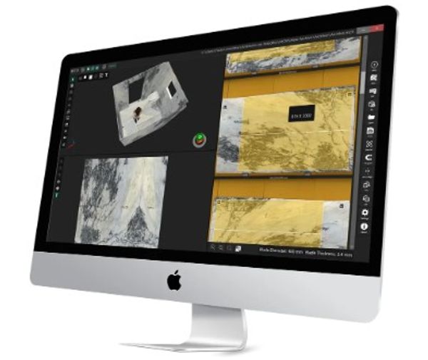 Apple iMac displaying 3D modeling and texturing software.
