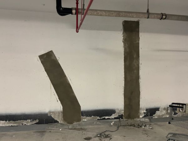 2 cracks injected and coated with waterproofing 