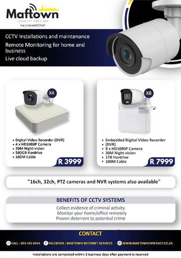Maftown Internet CCTV packages pamphlet