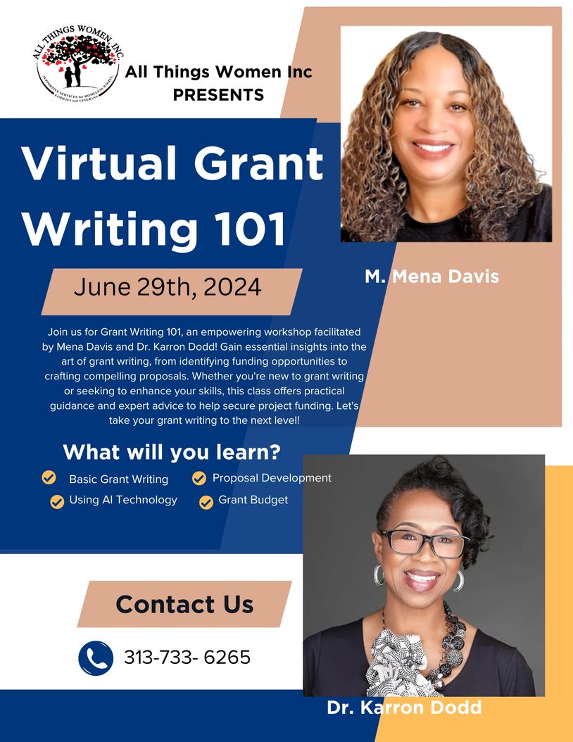 mena davis and karren Dodd smiling on the virtual grant writing 101 