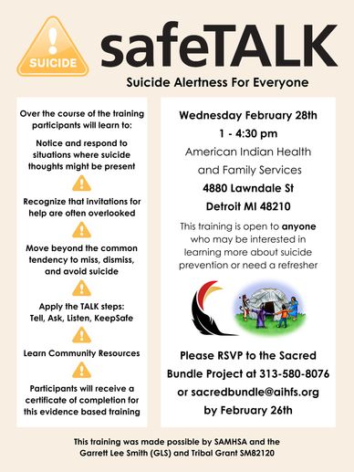 safeTALK suicide alertness training details and RSVP info.