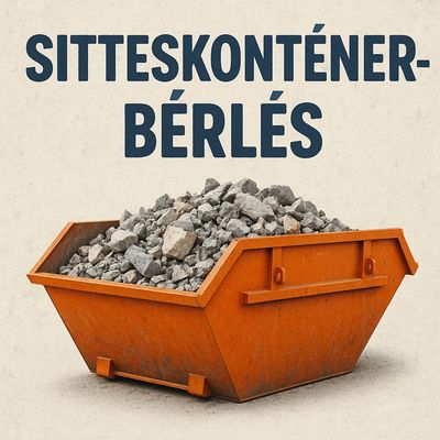Sitteskonténer-bérlés felújítás után, építési törmelékkel megtöltött konténer