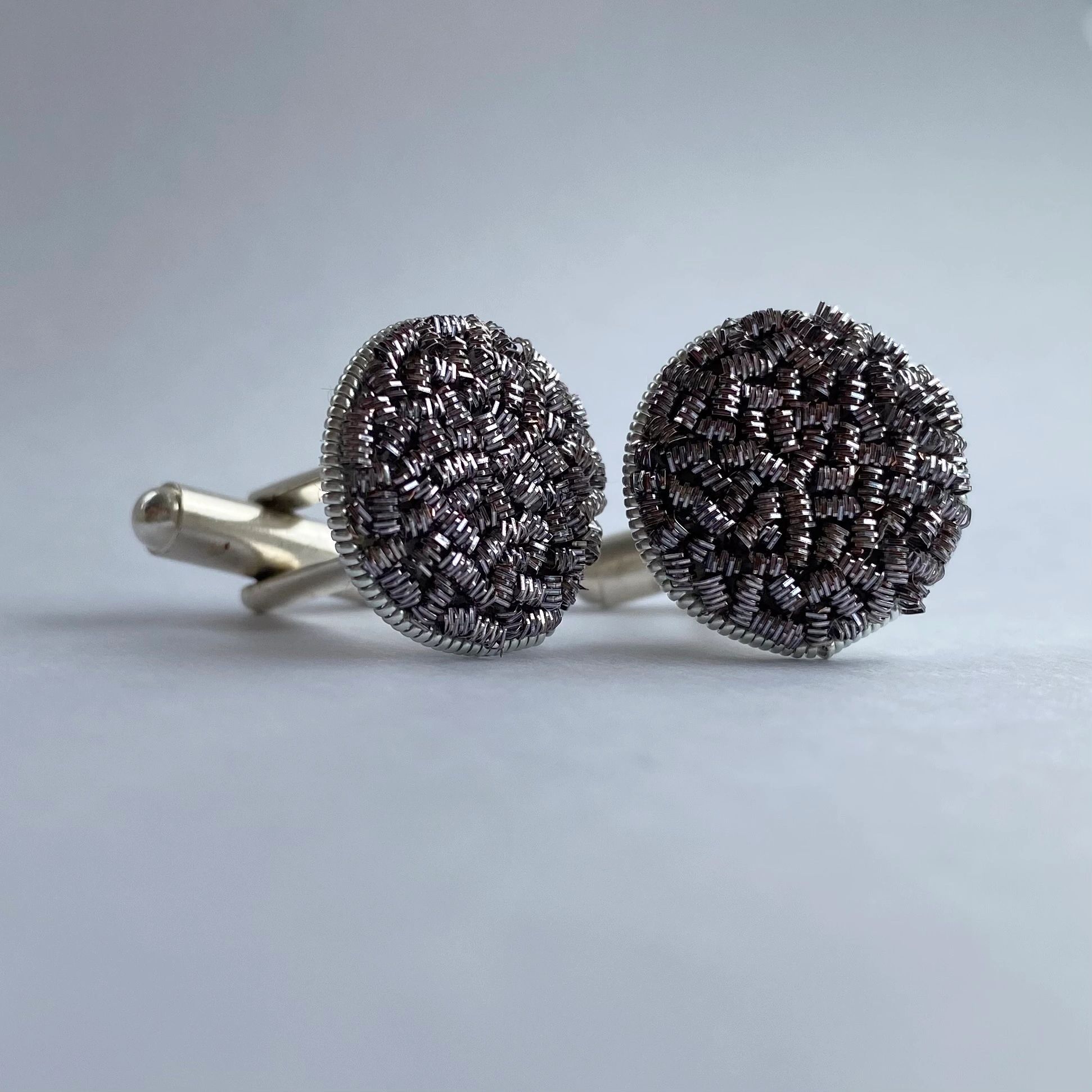 Goldwork Embroidered Cufflinks ©Millie Darnell-Hayes, 2023