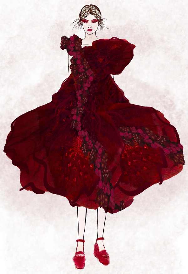 Fashion Illustration for 'Granada' ©Millie Darnell-Hayes, 2023.