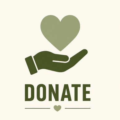 Hand holding a heart symbol with the word Donate below.