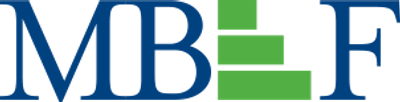 Logo featuring letters MB and F with a green horizontal bar design.