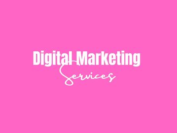 Bold white text on pink background reads 'Digital Marketing Services'.