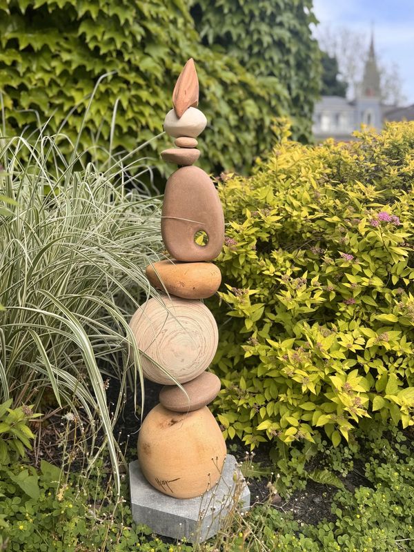 One-of-a-kind handmade pottery totem for sale, made by Thom Hooper of Artyard Studio