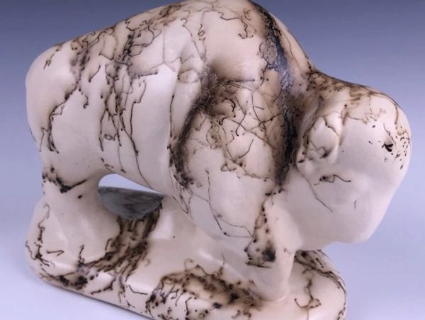 Ceramic buffalo made by Artyard Studio in Williamsville NY