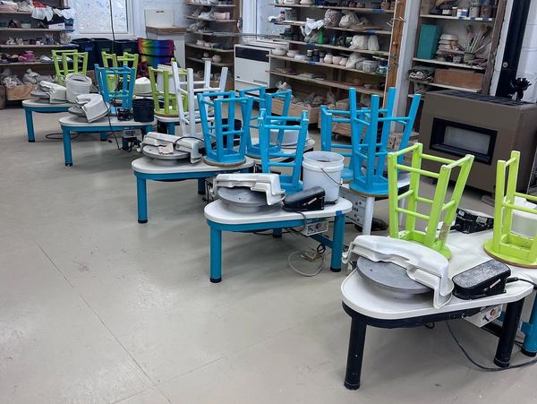 Our studio in Williamsville NY features new pottery wheels for students to use.