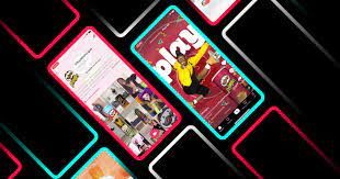 Smartphones displaying TikTok interface with colorful backgrounds, emphasizing trending content and user engagement for effective advertising strategies.
