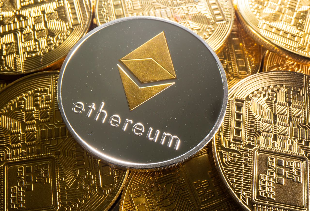 To measure the success of your crypto advertising campaigns, it is important to set clear goals and objectives before launching your campaigns. Ethereum cryptocurrency coin surrounded by golden coins, emphasizing its role in crypto advertising and brand visibility.