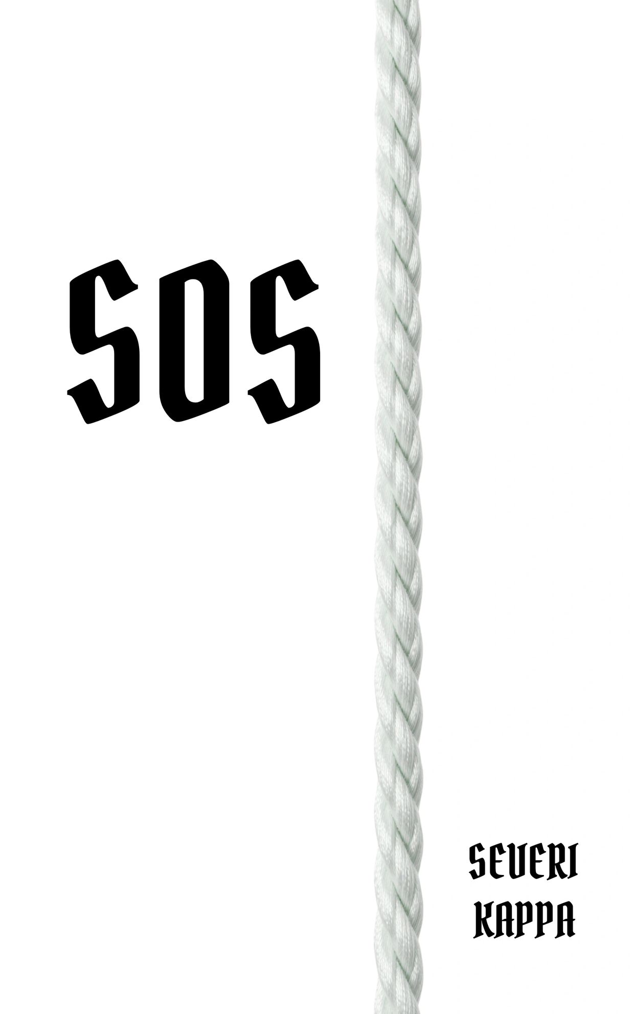 SOS distress signal with a white rope and Severi Kappa text.