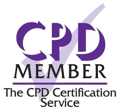 Logo of CPD Member with a purple check mark.