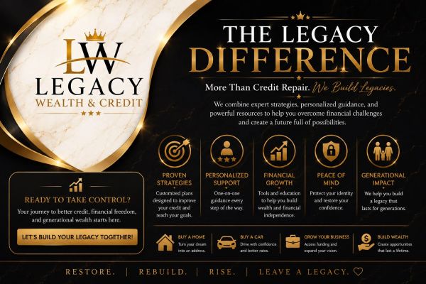 Legacy Wealth &amp; Credit empowering financial growth and peace of mind.