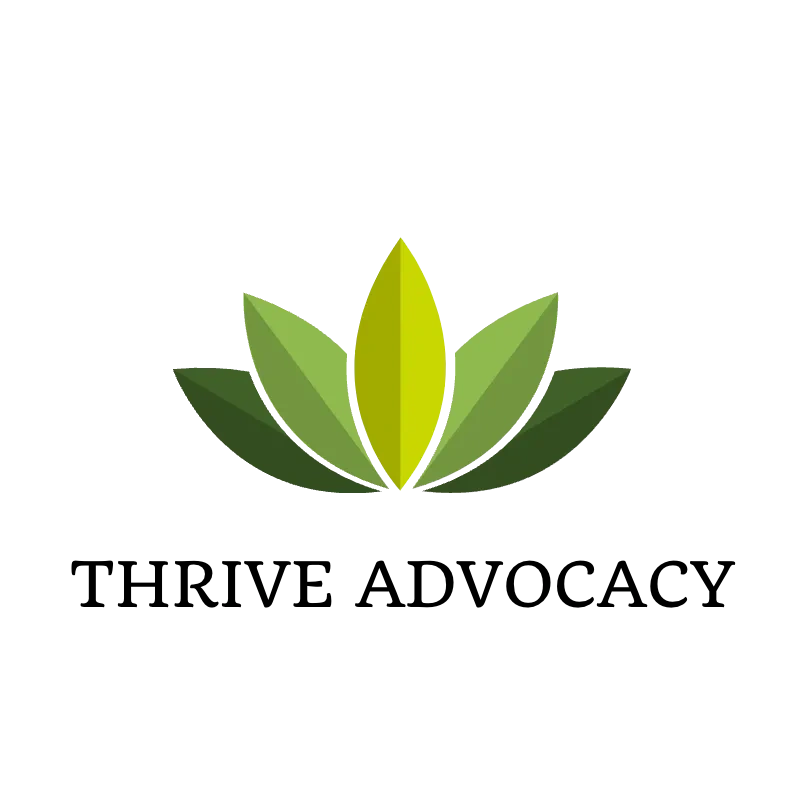 Green lotus flower. Thrive advocacy logo.