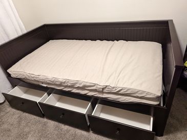 Recently assembled Day Bed with pull out drawers.