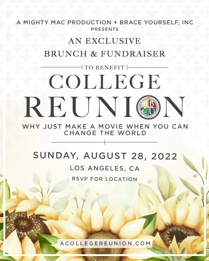 Invitation to a college reunion brunch fundraiser in Los Angeles.