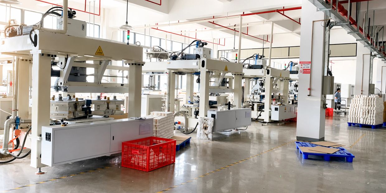 Modern industrial machinery in a clean factory setting.