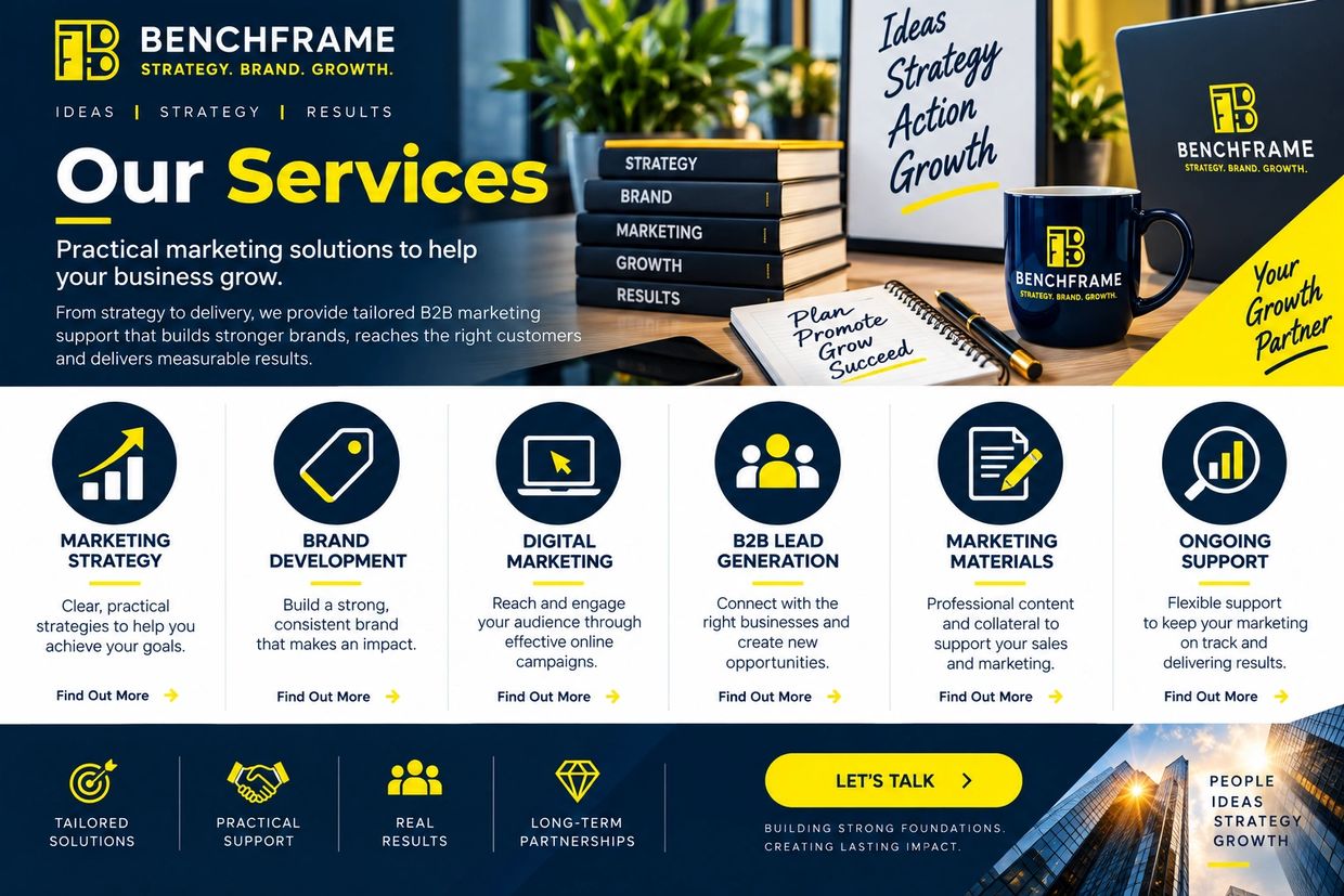 Marketing solutions offered by Benchframe for business growth.