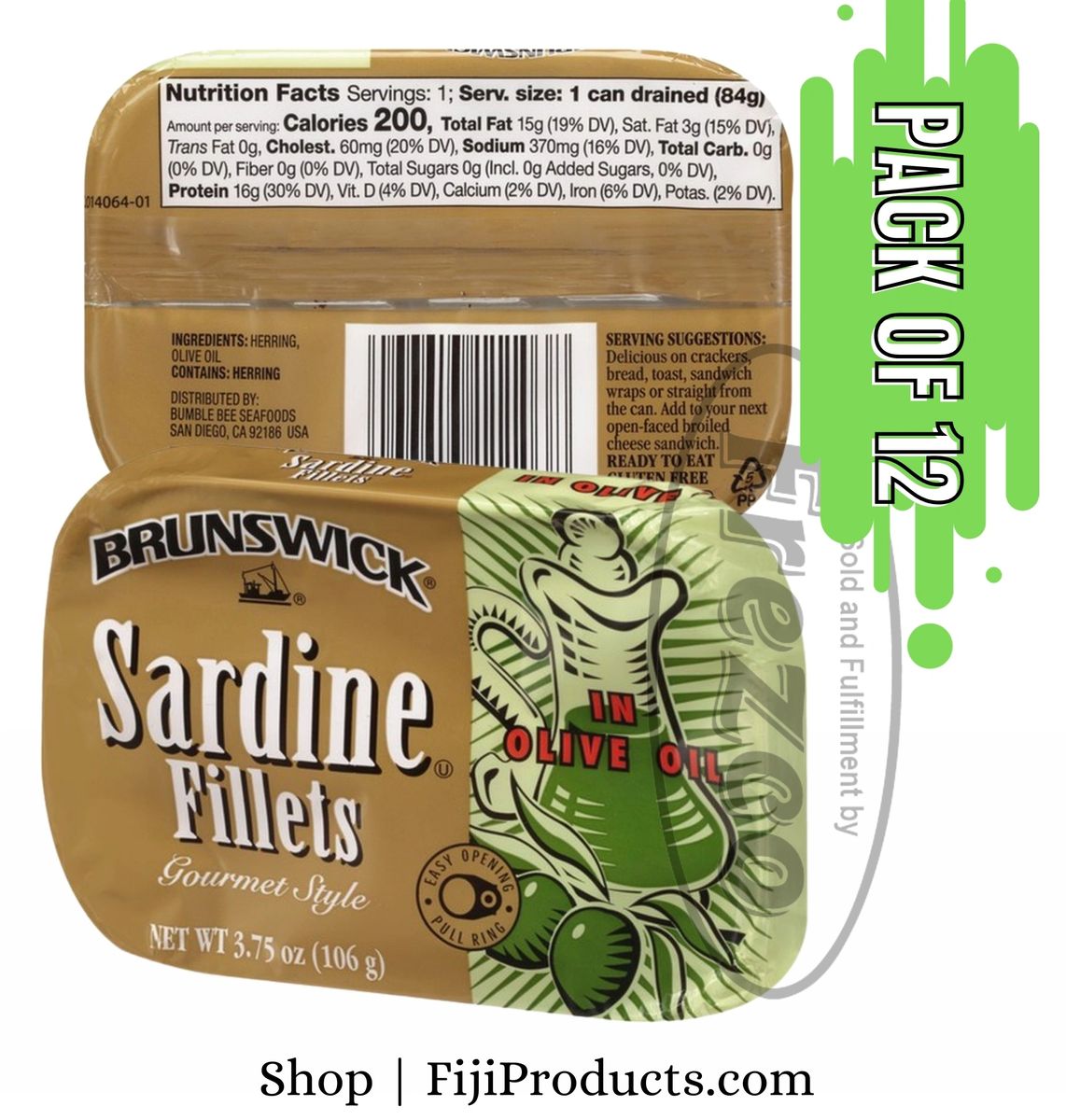 Brunswick Wild Caught Sardine Fillets In Olive Oil Pack Of 12 Delicious Tasty