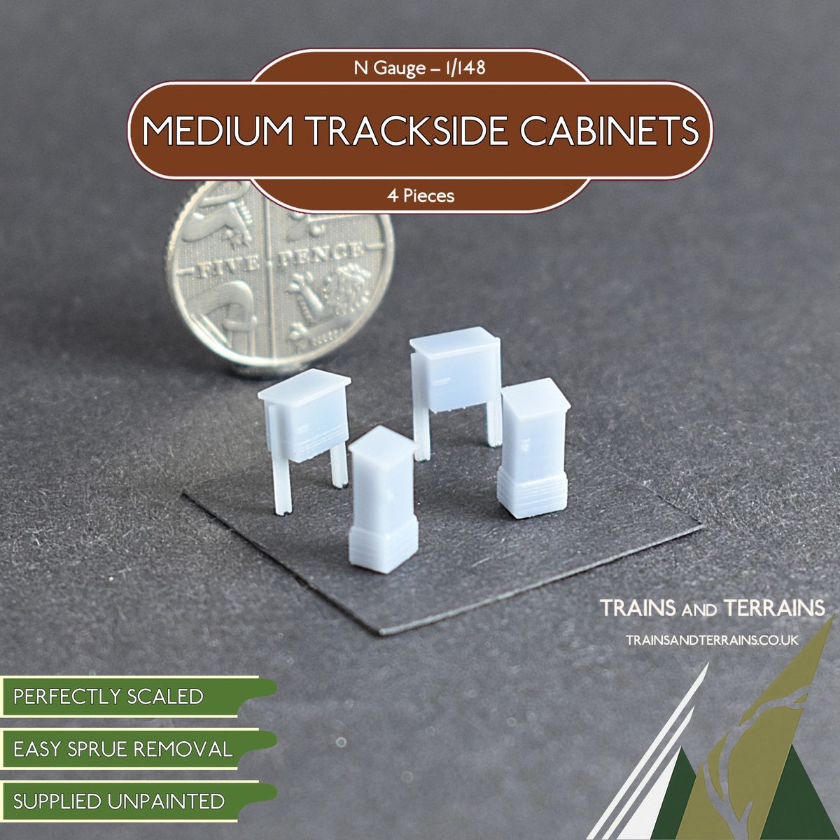 Medium Trackside/Platform Cabinets - 4 Pieces - N Gauge (1/148)