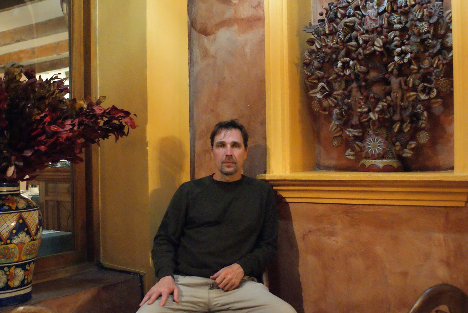 A slightly dissolute author Jeffrey Round in his Frida Kahlo/Diego Rivera phase in Chiapas, Mexico.