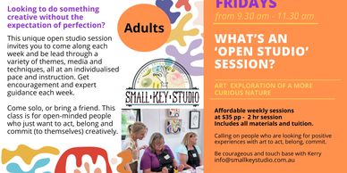 Open studio art sessions for adults, fostering creativity without pressure.