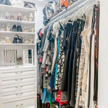 Primary closet organization. Shoe organization.