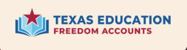 Logo of Texas Education Freedom Accounts with a book and star symbol.