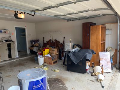 Garage filled with trash 