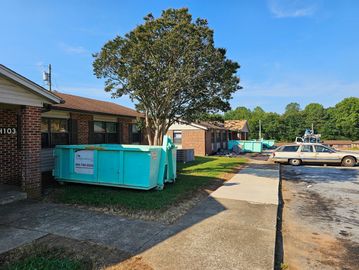 Multiple dumpster at a large renovation