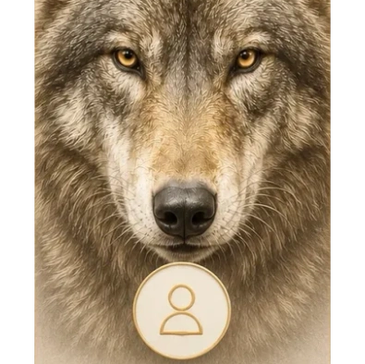 Close-up of a wolf's face.