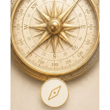Vintage compass with a small matching pendant below it.