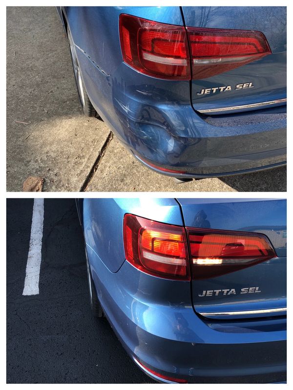 VW Plastic bumper dent repair and removal. 