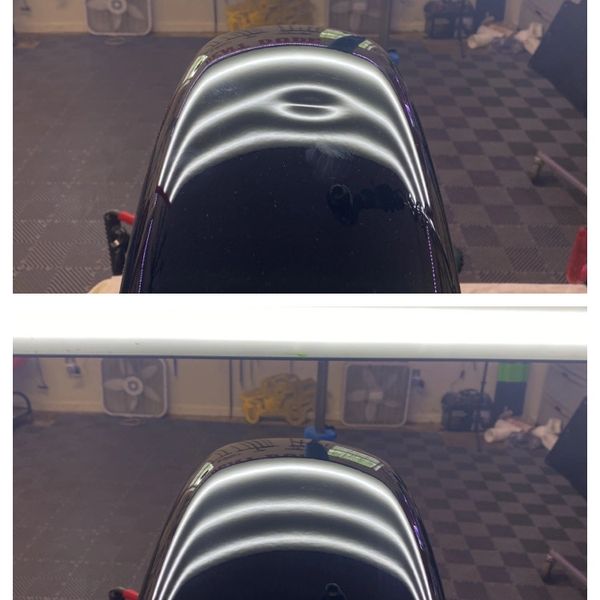 Harley Davidson front fender paintless dent repair. 