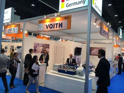 Trade show booth for Voith at a Germany pavilion.