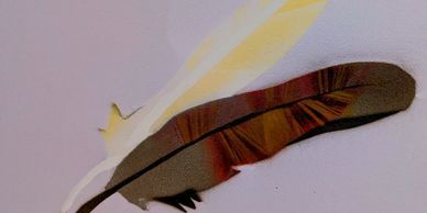 Sulphur crested cockatoo and red tailed black cockatoo - totem feathers